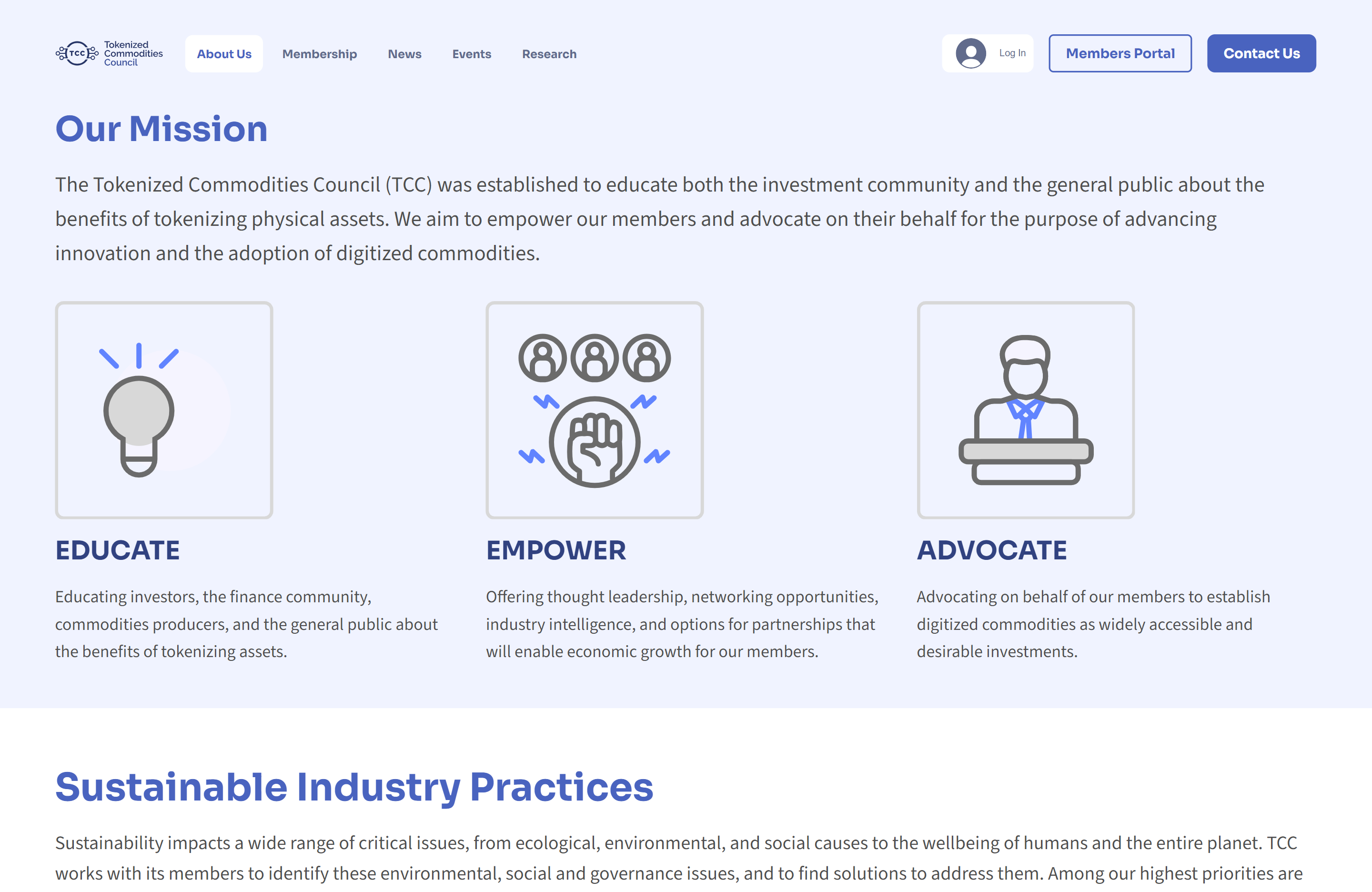TCC Website Screenshot